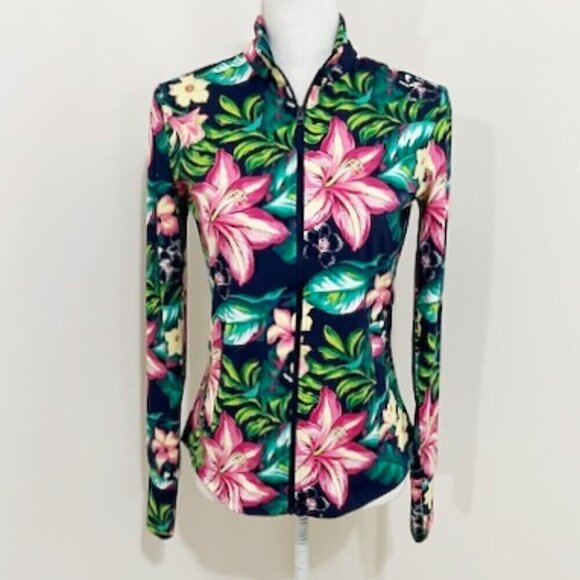 Tommy Bahama Golf & Tennis Long Sleeve Full Zip Floral Jacket - Picture 1 of 4